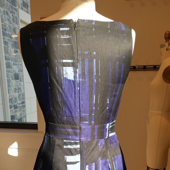 Sophisticated black and indigo A-Line dress - Picture 2 of 10